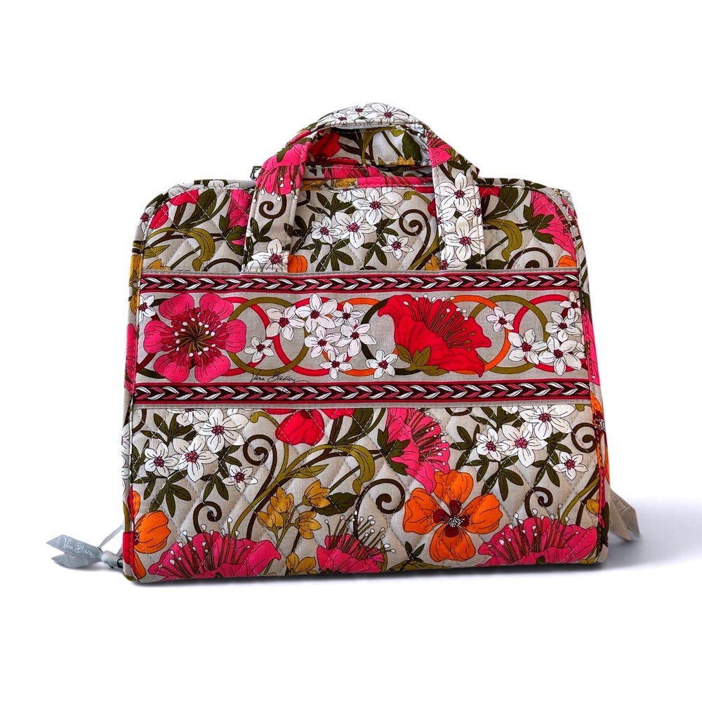 Vera Bradley Quilted Floral Hanging Travel Organizer Pink Orange Toiletry Bag